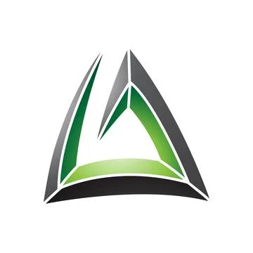 Black and Green Triangular Spiral Letter A Icon Stock Illustration