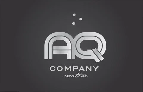 Black and grey AQ combination alphabet bold letter logo with dots. Joined c.. Stock Illustration