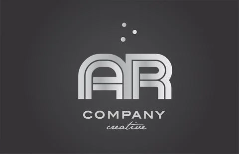 Black and grey AR combination alphabet bold letter logo with dots. Joined c.. Stock Illustration