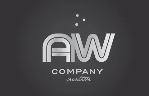 Black and grey AW combination alphabet bold letter logo with dots. Joined c.. Stock Illustration
