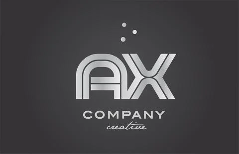 Black and grey AX combination alphabet bold letter logo with dots. Joined c.. Stock Illustration