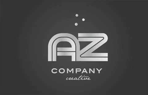 Black and grey AZ combination alphabet bold letter logo with dots. Joined c.. Stock Illustration