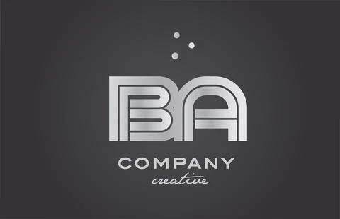 Black and grey BA combination alphabet bold letter logo with dots. Joined c.. Stock Illustration