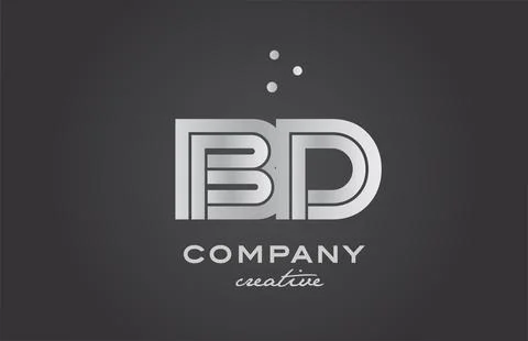 Black and grey BD combination alphabet bold letter logo with dots. Joined c.. Stock Illustration