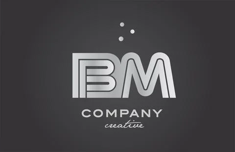Black and grey BM combination alphabet bold letter logo with dots. Joined c.. Stock Illustration
