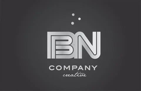 Black and grey BN combination alphabet bold letter logo with dots. Joined c.. Stock Illustration