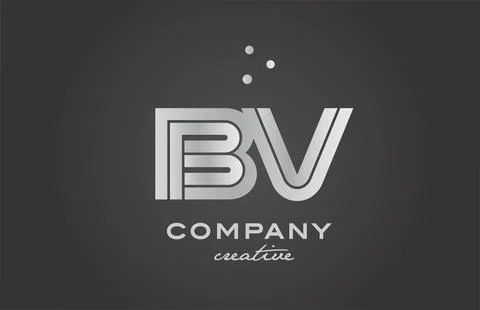 Black and grey BV combination alphabet bold letter logo with dots. Joined c.. Stock Illustration