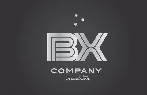 Black and grey BX combination alphabet bold letter logo with dots. Joined c.. Stock Illustration