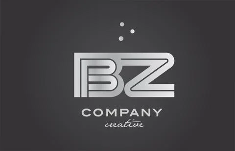 Black and grey BZ combination alphabet bold letter logo with dots. Joined c.. Stock Illustration