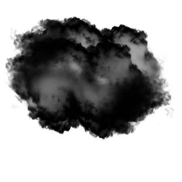 Black and grey cloud of smoke isolated over white background Illustrazione stock