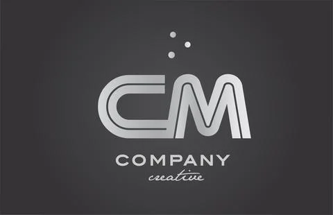 Black and grey CM combination alphabet bold letter logo with dots. Joined c.. Stock Illustration