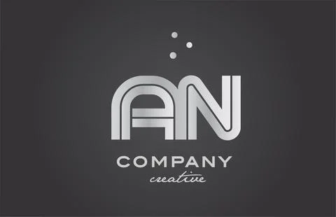 Black and grey AN combination alphabet bold letter logo with dots. Joined c.. Stock Illustration