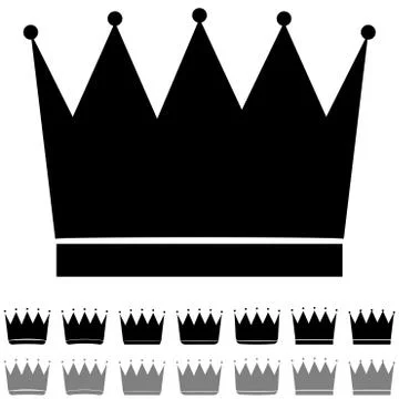 The black and grey crown different shapes icon. Stock Illustration