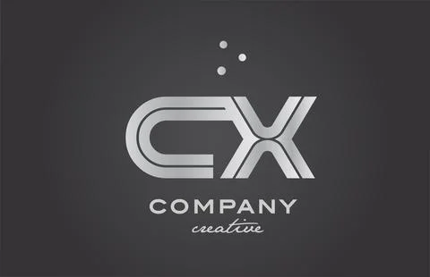 Black and grey CX combination alphabet bold letter logo with dots. Joined c.. Stock Illustration