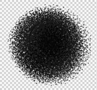 Black and grey dots sphere. Isolated explosion on transparent background. Illustrazione stock