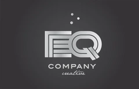 Black and grey EQ combination alphabet bold letter logo with dots. Joined c.. Stock Illustration