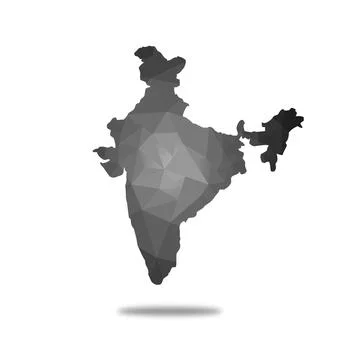 BLACK AND GREY low poly India map in geometric polygonal,mosaic style.Abstrac Stock Illustration