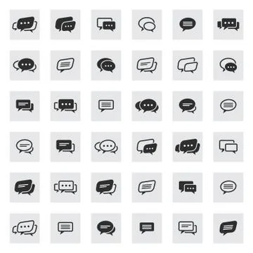 Black and line speech bubble  icons Stock Illustration