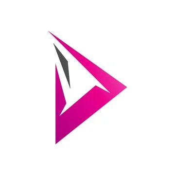Black and Magenta Spiky Triangular Letter D Icon Stock Illustration