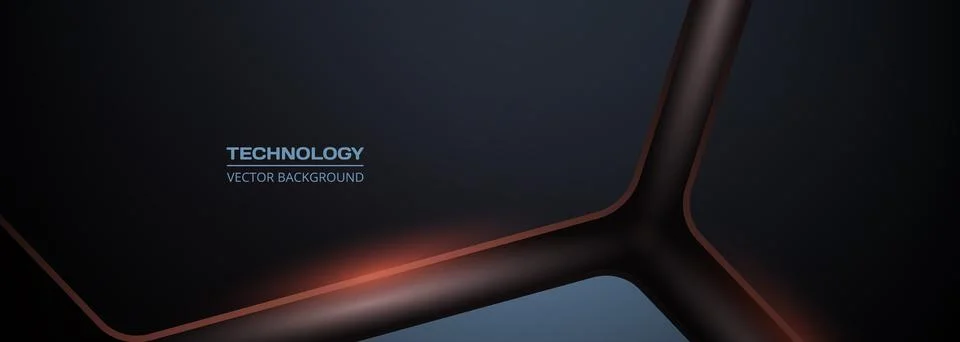 Black and orange 3D vector wide geometric abstract background. Futuristic modern Stock Illustration