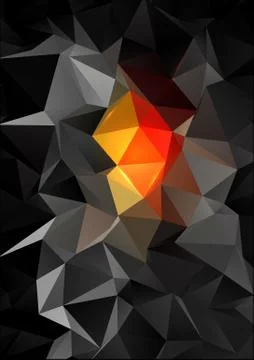 Black and orange low poly abstract design Stock Illustration