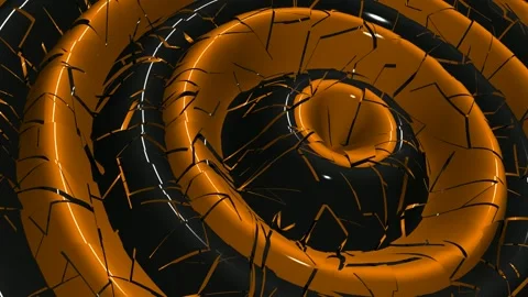 Black and Orange Ring Waves, Background, Paints, Unique Design, Exclusive Stock Footage 303183307
