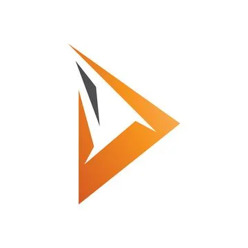 Black and Orange Spiky Triangular Letter D Icon Stock Illustration
