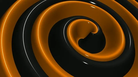 Black and Orange Spiral Waves, Background, Unique Design, Exclusive, Paints Stock Footage 303183285