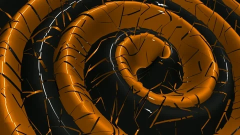 Black and Orange Spiral Waves, Background, Paints, Unique Design, Exclusive Stock Footage 303183312