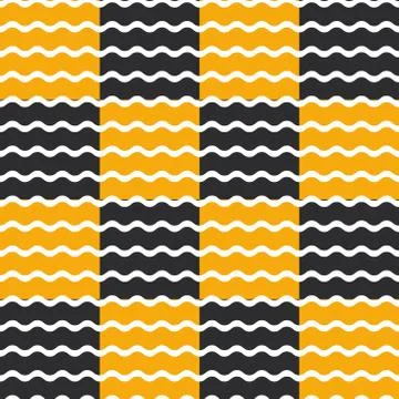 Black and orange wave background, seamless pattern. Vector Illustrazione stock