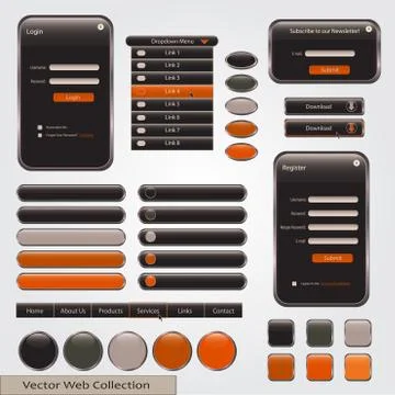 Black and orange web forums template Stock Illustration