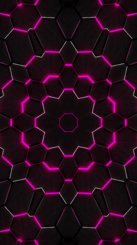 Black and pink background with circular design in the middle. Kaleidoscope VJ Stock Footage 314100570