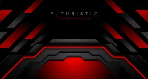 Black and red abstract technology geometric background Stock Illustration