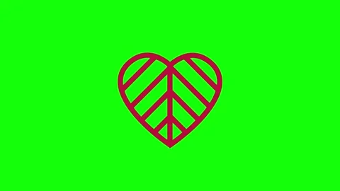 A black and red circle on green background logo screen heart with it swirl in Stock Footage 346144338