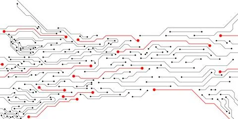 Black and red circuit board texture Stock Illustration