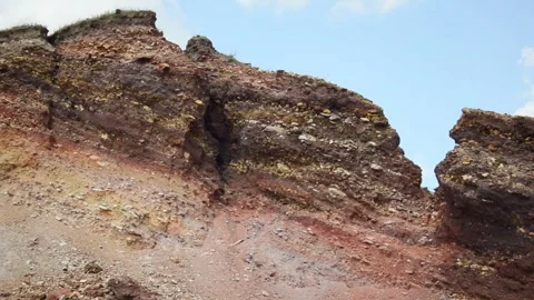 Black and Red Coal Mine Spoil Tip Close Up Industrial Mining Landscape Stock Footage 340273449
