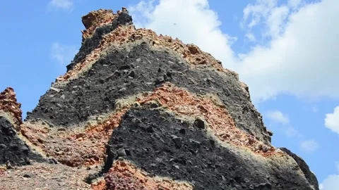 Black and Red Coal Mine Spoil Tip Close Up Industrial Mining Landscape Stock Footage 340273455