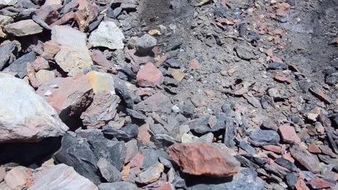 Black and Red Coal Mine Spoil Tip Close Up Industrial Mining Landscape Stock Footage 340273482