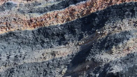 Black and Red Coal Mine Spoil Tip Close Up Industrial Mining Landscape Stock Footage 340273486
