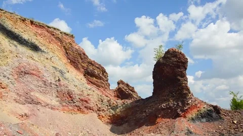 Black and Red Coal Mine Spoil Tip Close Up Industrial Mining Landscape Stock Footage 340273509