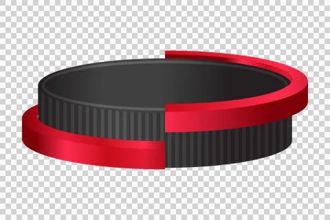 Black and red cylindrical component with serrated edge Stock Illustration