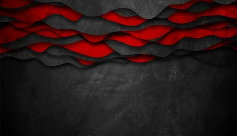 Black and red elegant waves abstract grunge background Stock Illustration