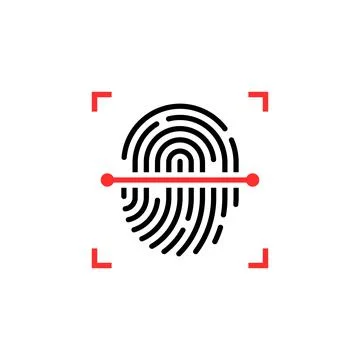 Black and red fingerprint thin line scanner Stock-Illustration