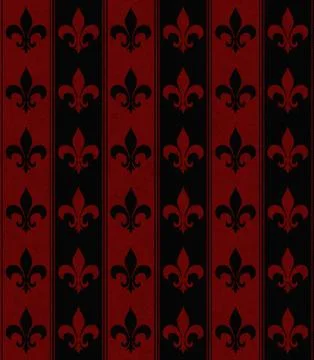 Black and red fleur de lis textured fabric background Stock Illustration