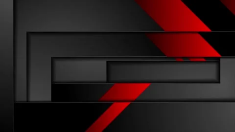 Black and red geometric stripes abstract tech motion background Video stock 337410796