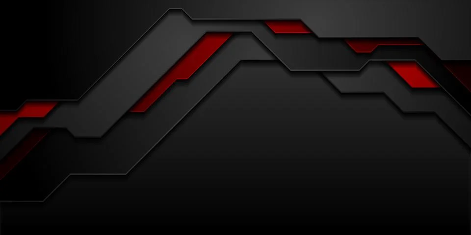 Black and red geometric technology abstract background Stockillustratie