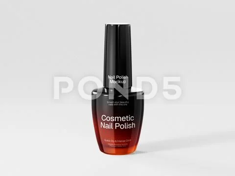 Black and Red Gradient Cosmetic Nail Polish Bottle Mockup PSD Template