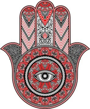 Black and red hamsa vector design. Stock Illustration