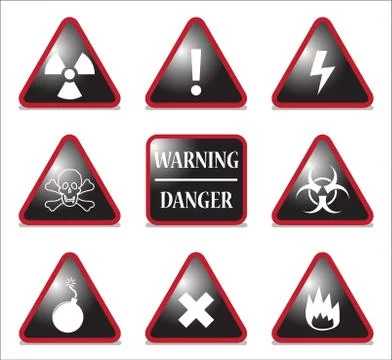 Black And Red Hazard Triangles 스톡 일러스트