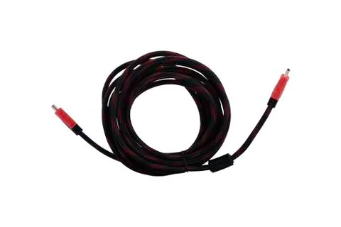 Black and red HDMI cable for connection Stock Photos